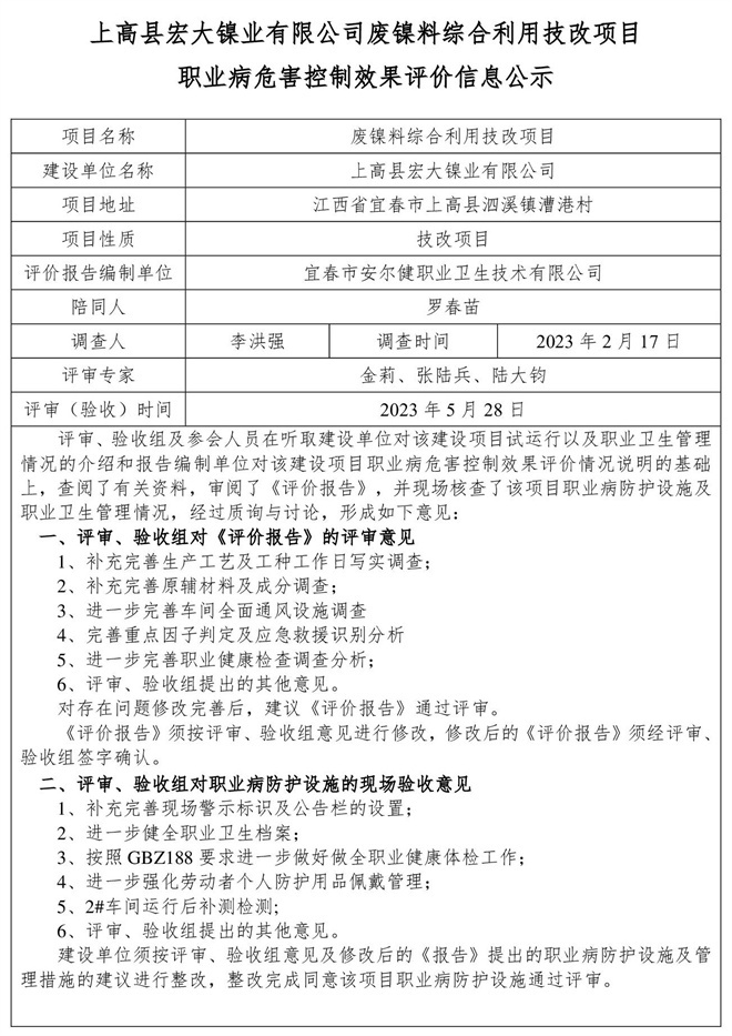 上高縣宏大鎳業(yè)有限公司-廢鎳料綜合利用技改項(xiàng)目-建設(shè)項(xiàng)目職業(yè)病危害控制效果評價(jià)信息公示.jpg